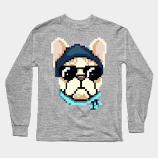 French Bulldog Pixel Art Dog Lover Frenchie Retro Long Sleeve T-Shirt